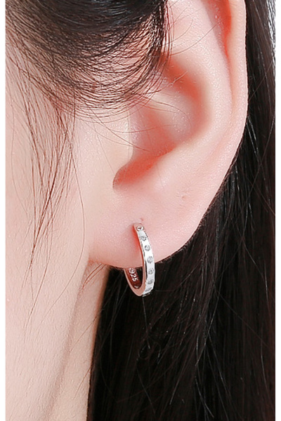 NO BRAND Cercei tip inel din argint 925 sterling cu zirconiu pentru femei