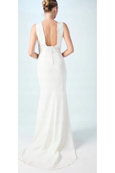 NO BRAND Rochie de mireasă clasică, culoarea fildeșului, netedă, cu decolteu ...