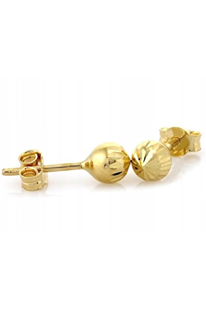 NO BRAND Cercei din aur 585 cu bilă de diamant, design elegant, 14kt