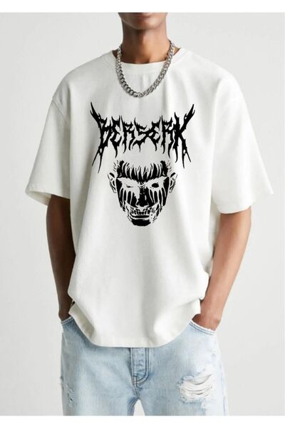 H&GHAMLEGİYİM Unisex Anime Berserk Printed Oversize Μαύρο T-shirt