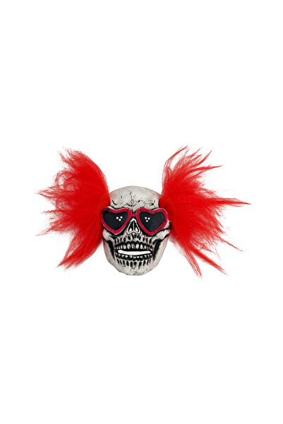 Party Magic Adult Skull Latex Mask with red hair