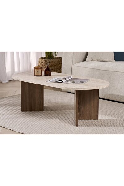 Rani Mobilya Rani Home Orta Sehpa Traverten - Venedik Cevizi 119 Cm AB-5290