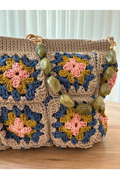 kocaycraft El Yapımı Granny Square Örgü El Çantası | Astarlı Fermuarlı Bohem ...