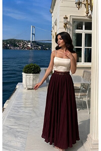 BELLASTORE حزام مفصلة تنورة ماكسي