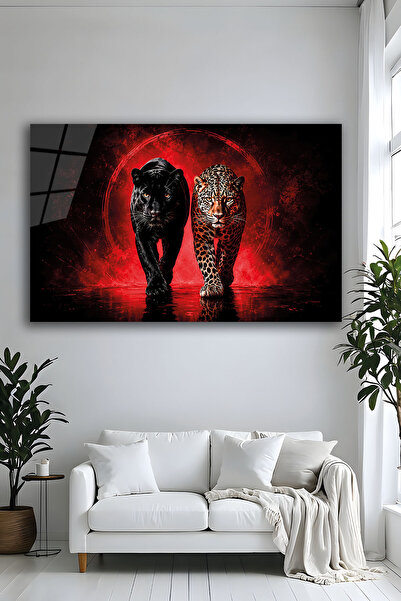 Parıltı Yayınları Siyah Panter Leopar Kırmızı Fon Güç Temalı Dekoratif Yatay ...