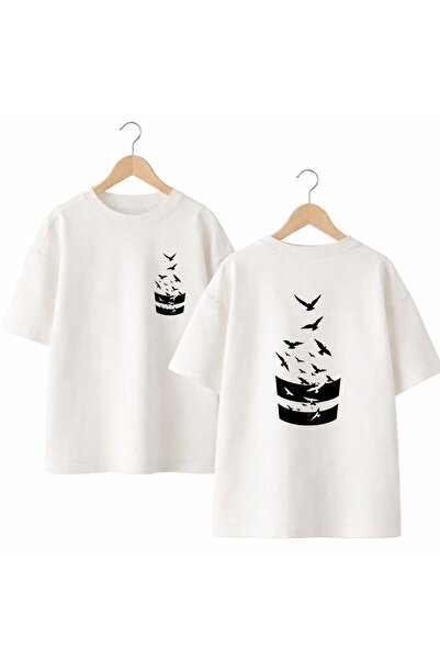 playwear تي شيرت من نوع Shadow Birds مطبوع على الظهر والصدر الأمامي، مصنوع من...