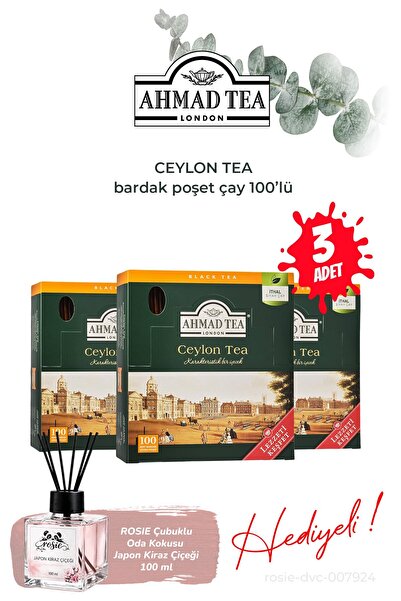 Ahmad Tea Ceylon Tea 100-Pack 200 g 3 Packs of Tea Bags and Room Fragrance