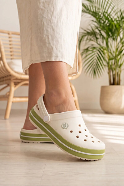 Liarca EasyStep - Ecru - Papuci Sabo din EVA ușor, verzi, cu talpă ergonomică...