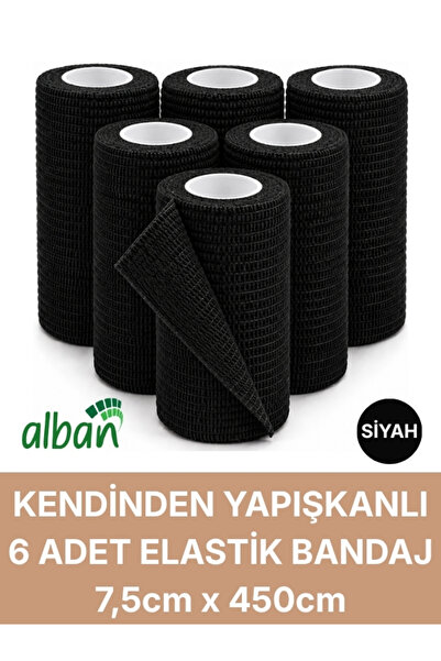 Alban 7,5cm 6'Lı Set Kendinden Yapışkanlı Elastik Bandaj, Kohesiv Bandaj 7,5c...