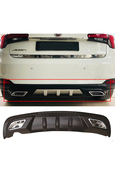 HasAkman Fiat Egea HB Difüzör Difizör Siyah + Kare Egzoz Görünüm C Tip