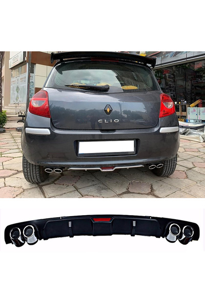HasAkman Renault Clio MK3 Siyah Difüzör 4 Krom Egzoz Görünümlü Difizör Arka E...