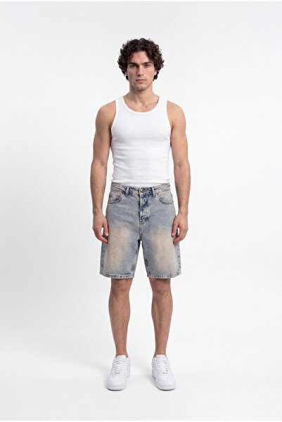 Machinist Men's Boyfriend Washed Jean Shorts Blue