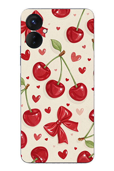 TechTree Tecno Spark 9 Pro Uyumlu iraz, Kırmızı Kurdele ve Kalp Baskılı Silik...