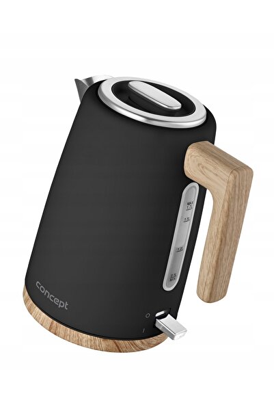 Concept Fierbător electric 1,7L 2200W din oțel negru mat cu elemente din lemn