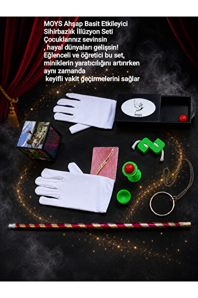 moysahsap party&ahşap Sihirbazlık seti-İllüzyon Seti – 8 Parça çocuk ve yetiş...