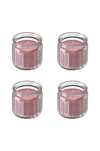 IKEA HÖKGÖK 4-Piece Scented Glass Candle Set – Red Berry, Light Pink, 12-Hour...