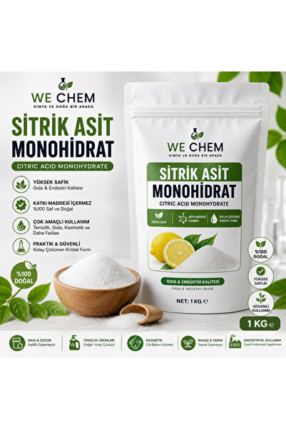 WE CHEM Sitrik Asit Monohidrat %99,9 Saf – Gıda Tipi (E330) – 1 KG