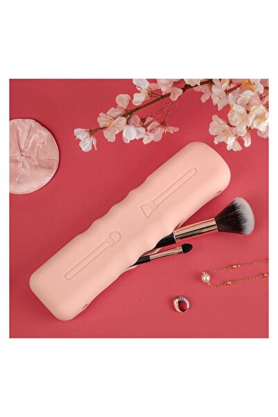 Beauty Husă organizare pensule machiaj, model silicon, roz, 2.5x21cm – aplica...
