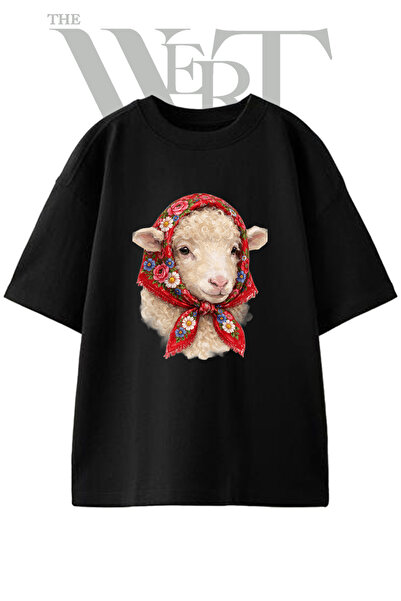THEWERT Μπλουζάκι Kuzu Babushka με στάμπα, Unisex, Μαύρο, Oversize