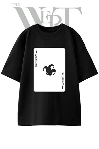 THEWERT Μπλουζάκι Unisex Μαύρο Oversize με στάμπα σχεδίου Joker Card