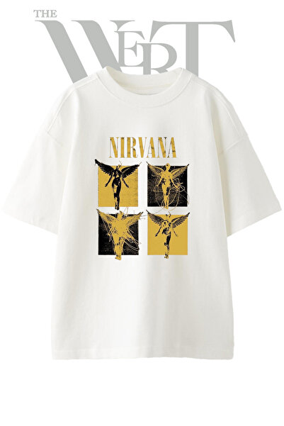THEWERT Nirvana In Utero dizajn, štampana unisex bela majica prevelikog kroja