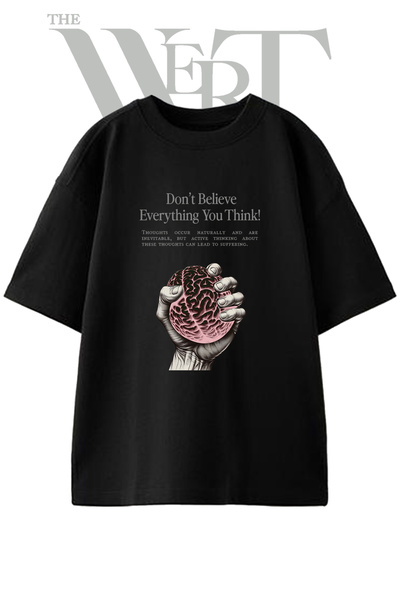THEWERT Μπλουζάκι Sikilan Brain Design με στάμπα Unisex σε μαύρο χρώμα oversize
