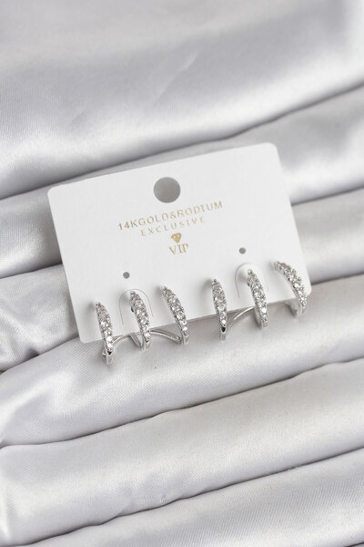 Mega Bazaar Silver Color Brass Zircon Stone Women's Earrings