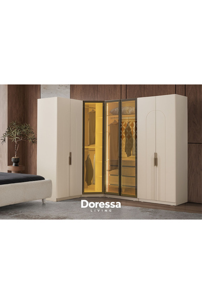 Doressa Living Falun Reflekte Camlı Köşe Gardırop
