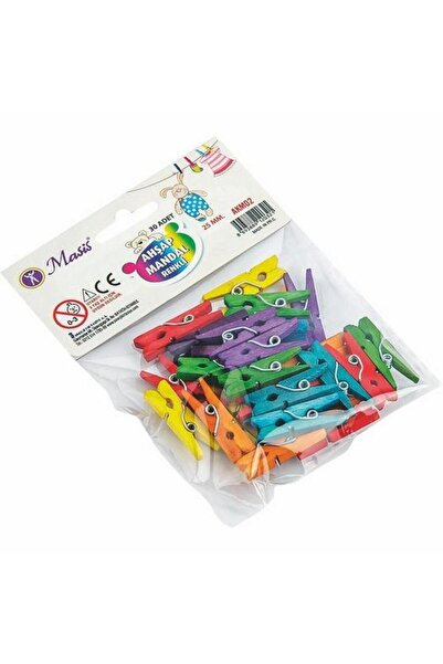 Masis Ahşap Mandal Renkli 25 Mm 30 Adetlik Paket