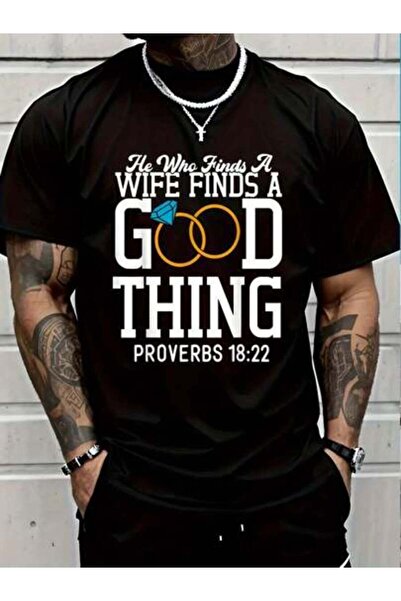 9JY تي شيرت نسائي من القطن بنسبة 100% بطبعة He Who Wife Finds A Good Thing لل...