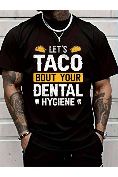 Astogria13 تي شيرت طبيب أسنان مضحك من القطن 100% بتصميم 'Let's Taco Bout Your...