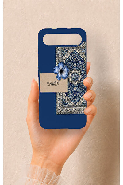 Vip Case Tecno Spark Slim Uyumlu Mavi Etnik Halı Desenli Silikon Kılıf