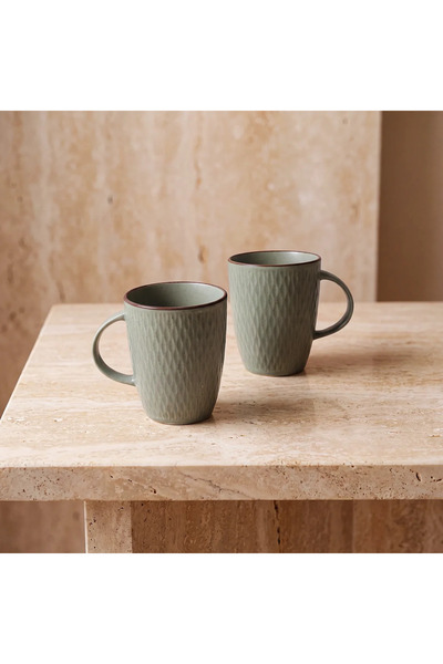 Güral Porselen Miranda 2li Yeşil Porselen Mug Bardak Seti