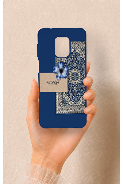 Vip Case Redmi Note 9 Pro 9S Uyumlu Mavi Etnik Halı Desenli Silikon Kılıf