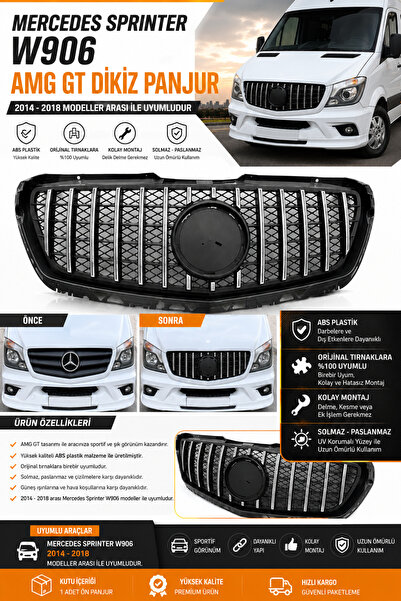 Yıldırım Auto7 Mercedes Sprinter W906 AMG GT Dikey Panjur Siyah Krom Çıtalı Ö...