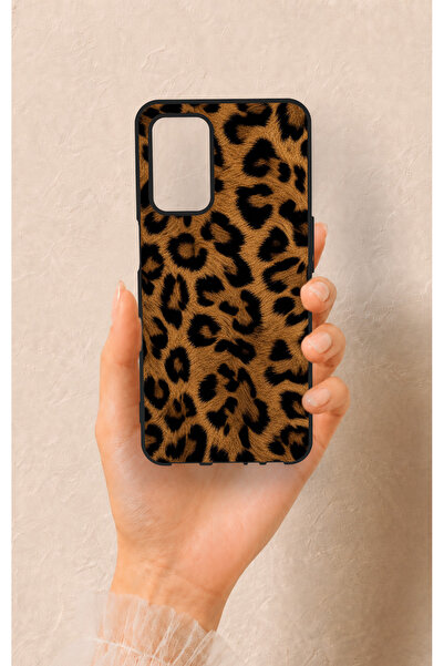Vip Case Oppo A55 Uyumlu Koyu Leopar Deri Desenli Silikon Kılıf