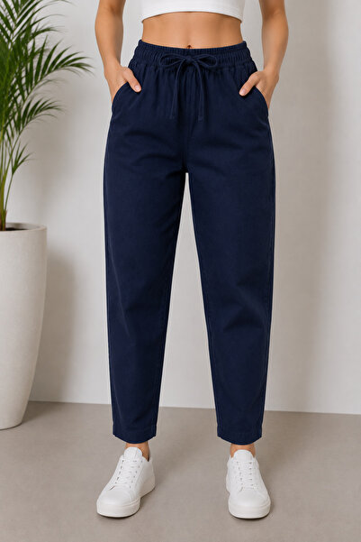 Lighter Jeans Дамски тъмносини ленени дънки тип  "Mom " и  "Бойфренд " с ласт...