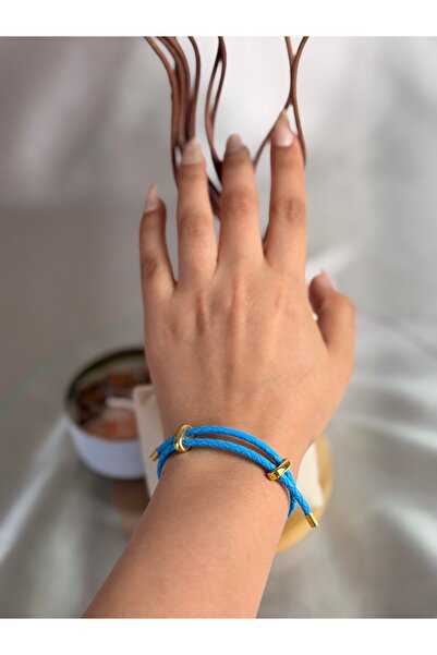 ANKA JEWELLRY Women's Steel Blue Knitted Leather Bracelet |   Adjustable Brac...