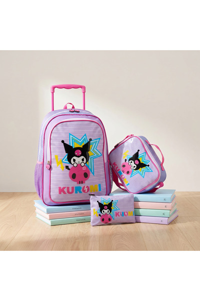 SANRIO Kuromi 3-Piece Trolley Bag Set for Girls 13+ Years with Lunch Bag and ...