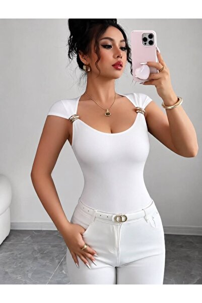 ASEN BUTİK Omzu Buckle-Fastened Women's Bodysuit