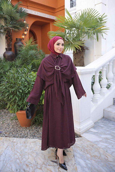 İmajButik Σετ με μπλούζα με επένδυση σε χρώμα δαμασκηνί και φούστα από μοντάλ
