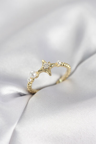 Mega Bazaar Minimal Polar Star Model Zircon Stone Gold Color Women's Ring