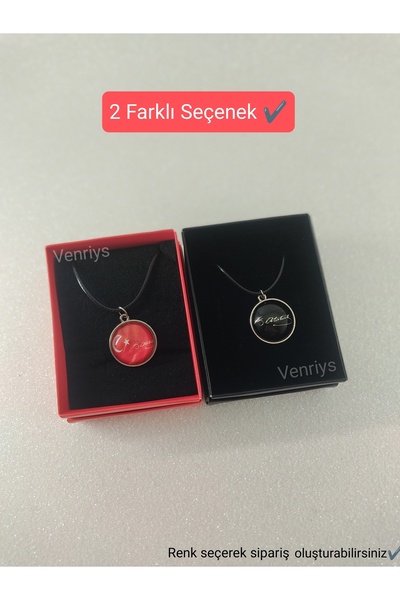 Venriys Türk Bayraklı Kolye-Kemal Atatürk İmzalı Kolye-Kırmızı Siyah Epoksi K...