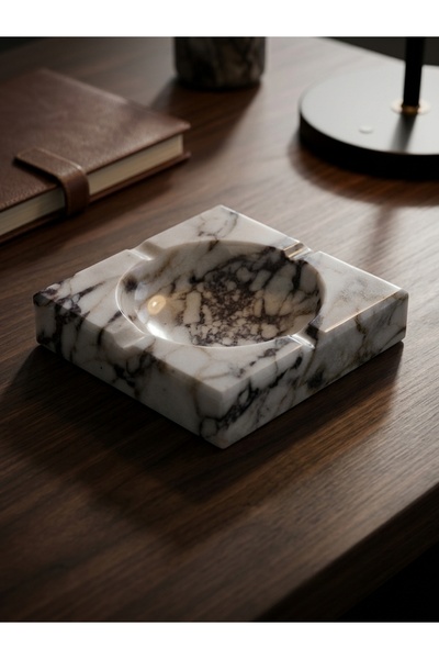 Pergamon Marble & Design Afyon Menekşe Mermer küllük gerçek mermer