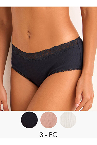 FAV Set of 3 - Briefs with Ribbed Lace Trim