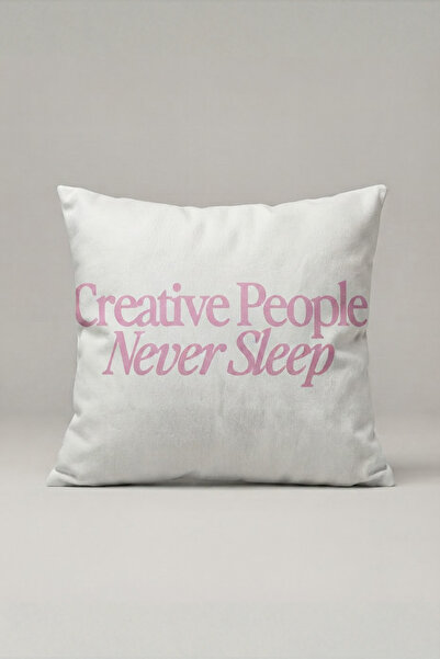 Generic Brand Ροζ Κάλυμμα Μαξιλαριού με Σχέδιο  "Creative People Never Sleep ...