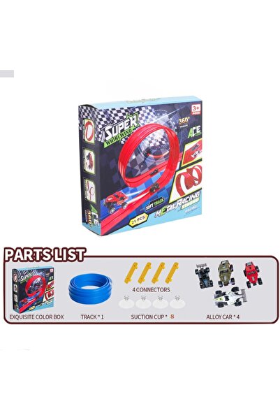 Choice blue 4m DIY Assembled Soft Track Car with Inertia Return for Kids Roll...