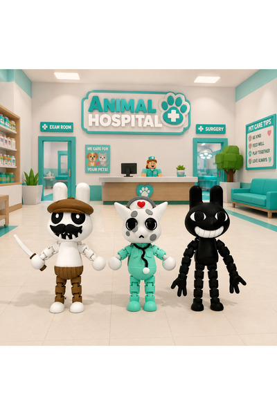 You Toys Roblox Animal Hospital 3 lü Set / Hayvan Hastahanesi Barney+Hemşire+...