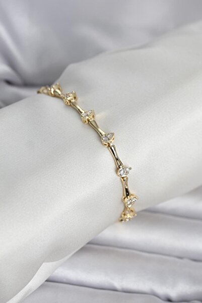 Mega Bazaar Brass Gold Color Drop Model Zircon Stone Women's Bracelet