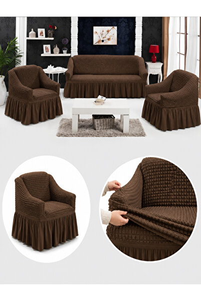 delfin Set Huse Elastice Creponate pentru Canapea 3 Locuri + 2 Fotolii, Unive...